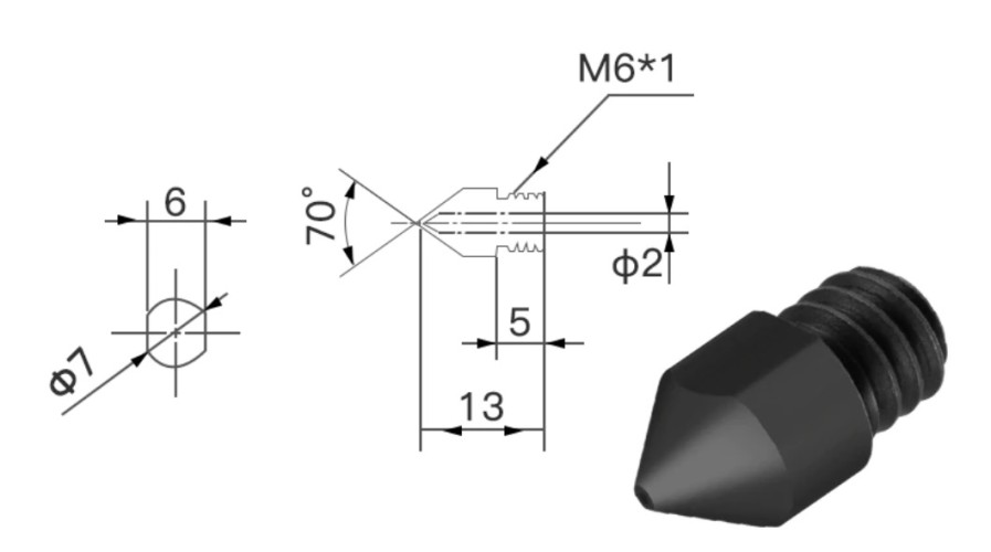 Сопло закаленное 0,4 мм mk8